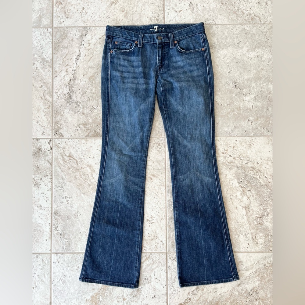 7 For All Mankind Jeans “A” Pocket Bootcut Jeans, Med-Dark Blue Wash, 28